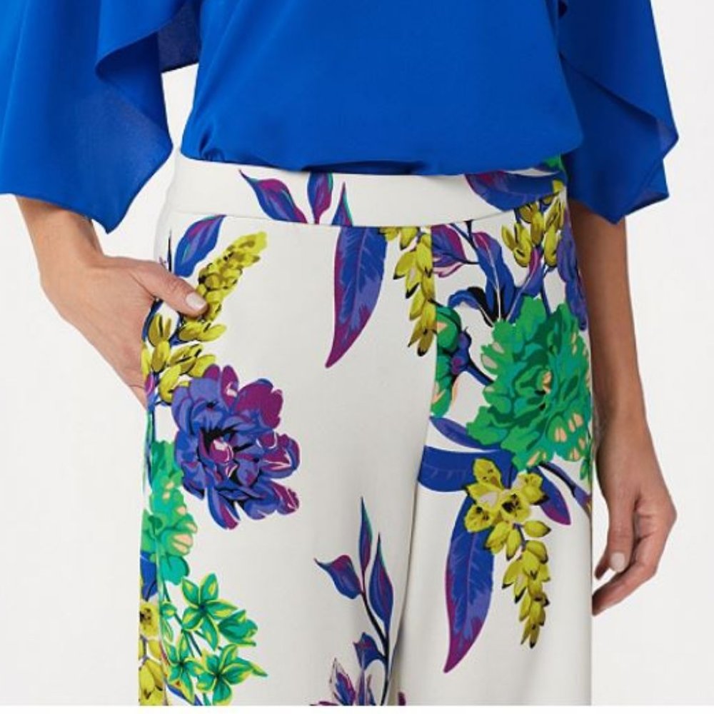 Dennis Basso Printed Luxe Crepe Wide-Leg Pants 350 - Picture 4 of 4